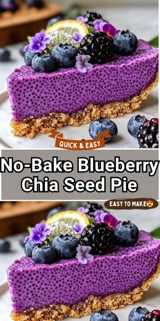 No-Bake Blueberry Chia Seed Pie is an easy classic dessert with creamy layers, fruity chia jam, and a graham cracker crust—perfect for any occasion!
