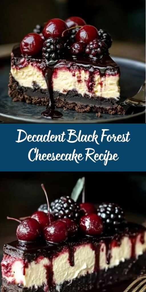 Indulge in this rich and creamy Decadent Black Forest Cheesecake. With layers of chocolate, cherries, and whipped cream, it's the perfect dessert for any special occasion!