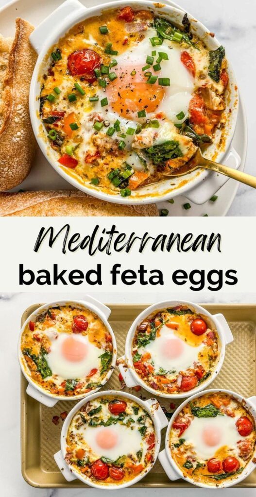 Try this viral Baked Feta Eggs recipe for 2024! A healthy, high-protein Mediterranean breakfast made with eggs, creamy feta, and juicy tomatoes—easy, delicious, and perfect for any morning.