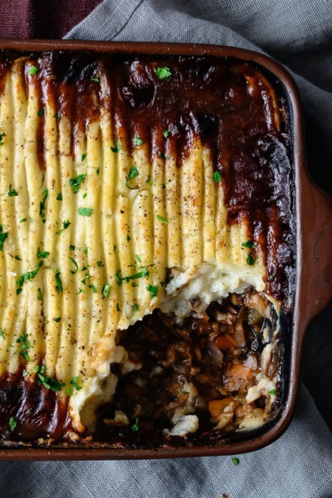 Try this Shiitake Cottage Pie with Cauliflower Mash, a healthy, plant-based twist on the classic comfort food. Packed with savory mushrooms, lentils, and a creamy cauliflower topping, it’s perfect for cozy dinners!